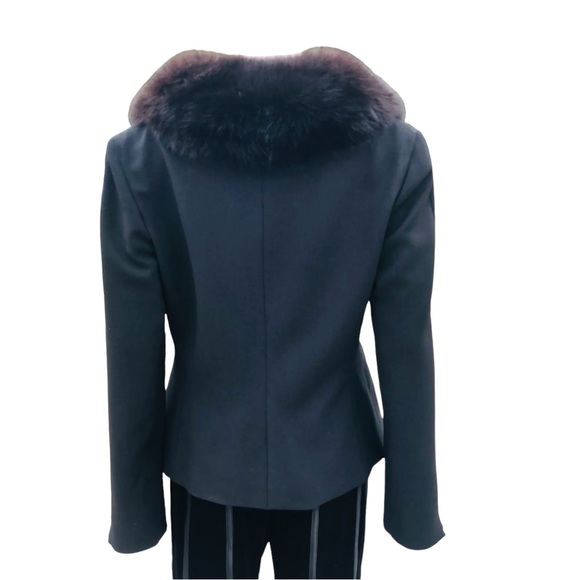 Blumarine black blazer jacket with fur trim Sz 10 I 44 - Picture 9 of 16